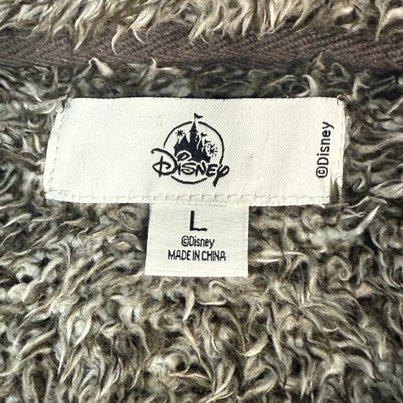 Disney Mickey Mouse Gray Sherpa Fleece Zip Up Jacket Large Disneyland Logo - Picture 5 of 6